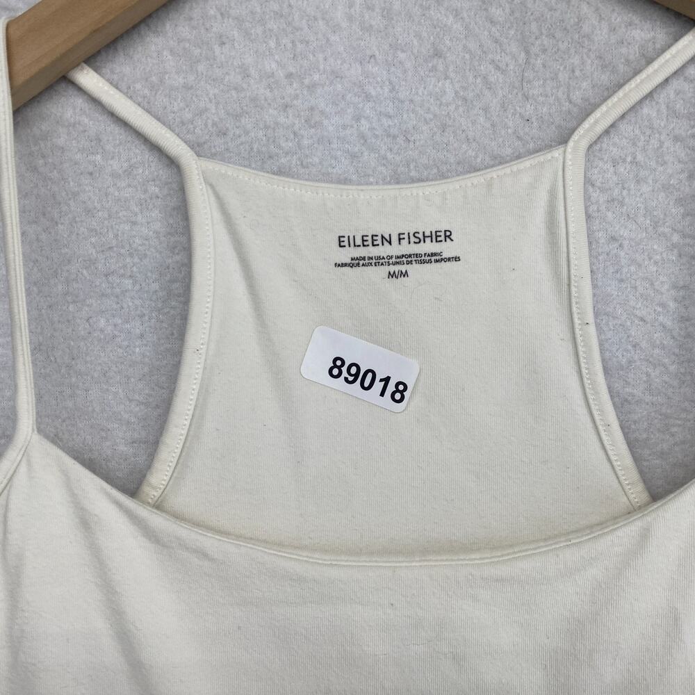 EILEEN FISHER Top M Cami Stretch Organic Cotton Jersey Shelf Bra Off White USA - Picture 16 of 16